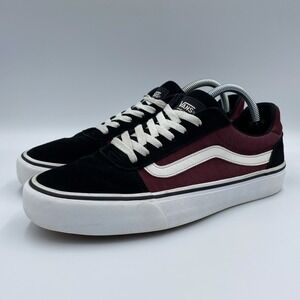Vans Ward Men's Size 9 Burgundy Black White Herringbone Skate Shoes 500714